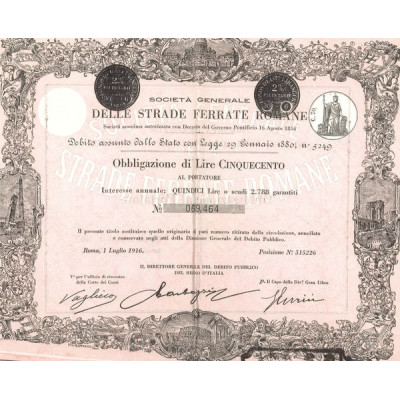 Societa Generale Delle Strade Ferrate Romane (Obl 500L)