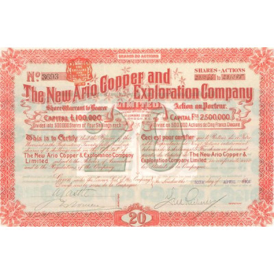 The New Ario Copper And Exploration Cy Ltd (CN Act 500F)