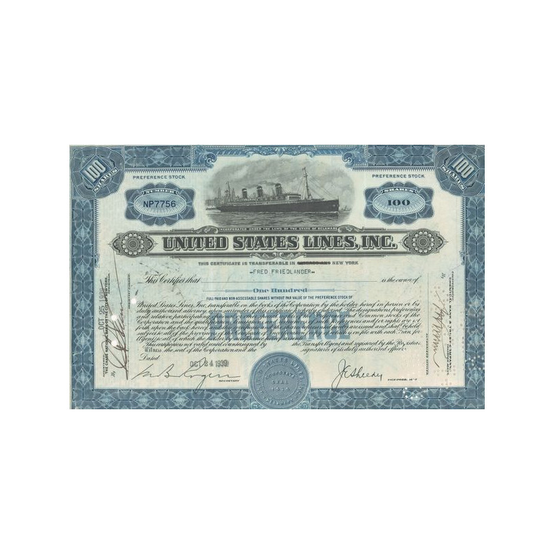 United States Lines Inc (CN 100 Act) Bleu