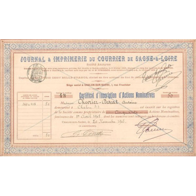 Journal & Imprimerie du Courrier de Saône & Loire (CN Act 500F)