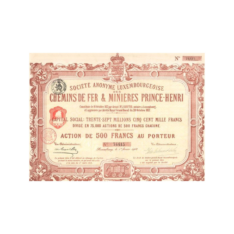 S.A Luxembourgeoise des Chemins de Fer & Minières Prince Henri (Act 500 F)
