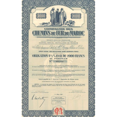 Cie des Chemins de Fer du Maroc (Obl 4.5% 1941 2000F)