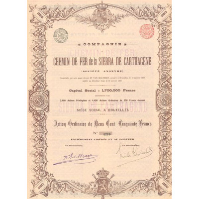 Cie du Chemin de Fer de la Sierra de Carthagène (Act O 250F)