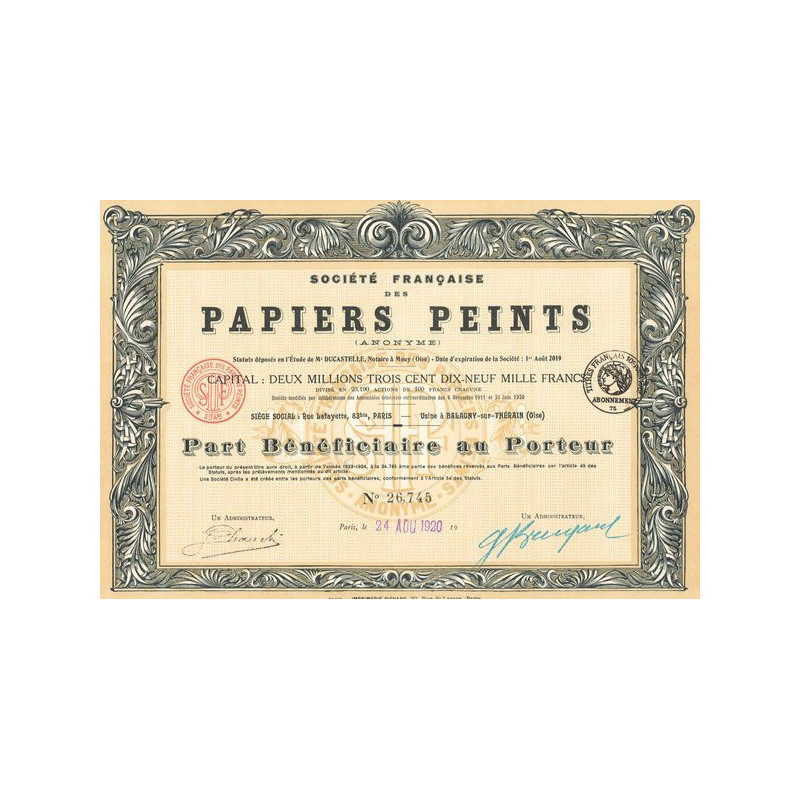 Sté Française des Papiers Peints (PB)