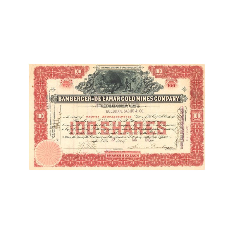 Bamberger de Lamar Gold Mines Cy (Titre 100 Act 10$)