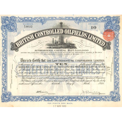 British Controlled Oilfields Ltd (Titre 10 Act 5$)