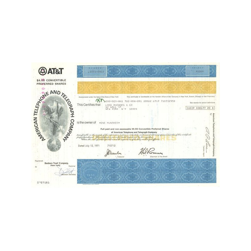 AT&T American Telephone and Telegraph Cy (Titre 100 Act)