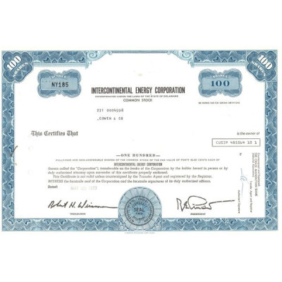 Intercontinental Energy Corp (Titre 100 Act)