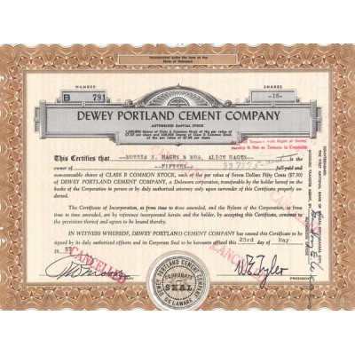 Dewey Portland Cement Cy (Titre 15 Act)