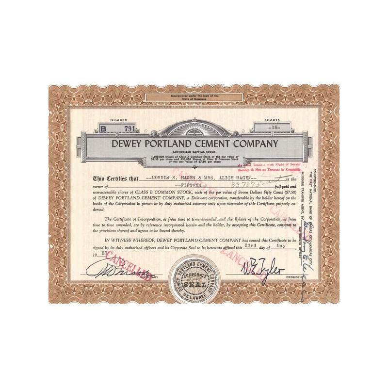 Dewey Portland Cement Cy (Titre 15 Act)