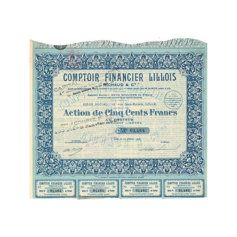 Comptoir Financier Lillois "Richaud & Cie" (Act 500 F)