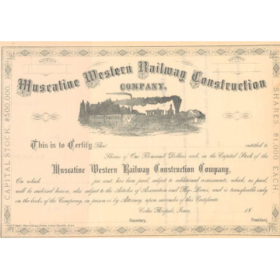 Muscatine Western Railway Construction Cy (Act 1000$)
