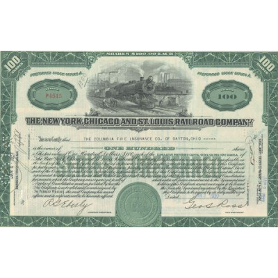 The New York. Chicago and St.Louis Railroad Cy (Titre 100 Act 100$)