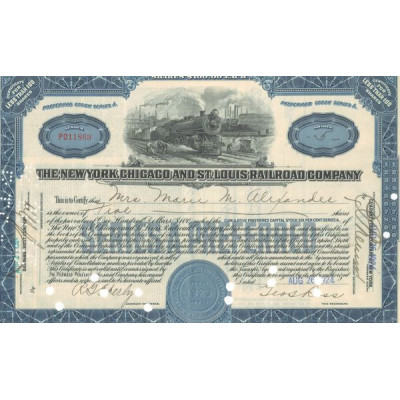 The New York. Chicago and St.Louis Railroad Cy (Titre 05 Act 100$)