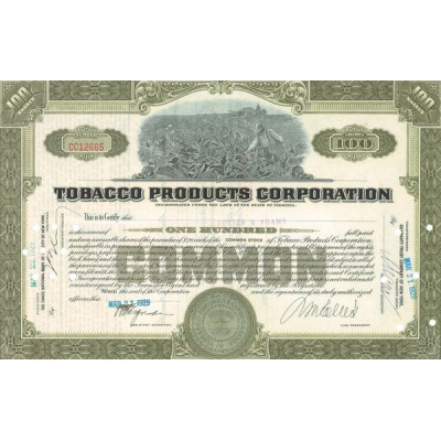 Tobacco Products Corp (Titre 100 Act 20$)