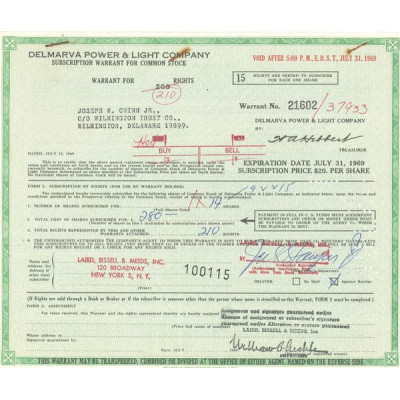 Delmarva Power & Light Cy (Titre 15 Act 1$)