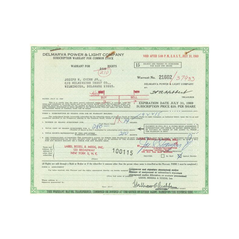 Delmarva Power & Light Cy (Titre 15 Act 1$)