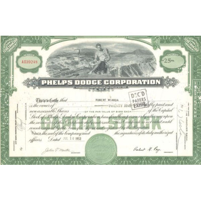 Phelps Dodge Corp (Titre 25 Act 12.50$)