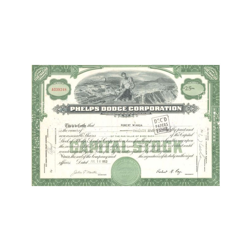 Phelps Dodge Corp (Titre 25 Act 12.50$)