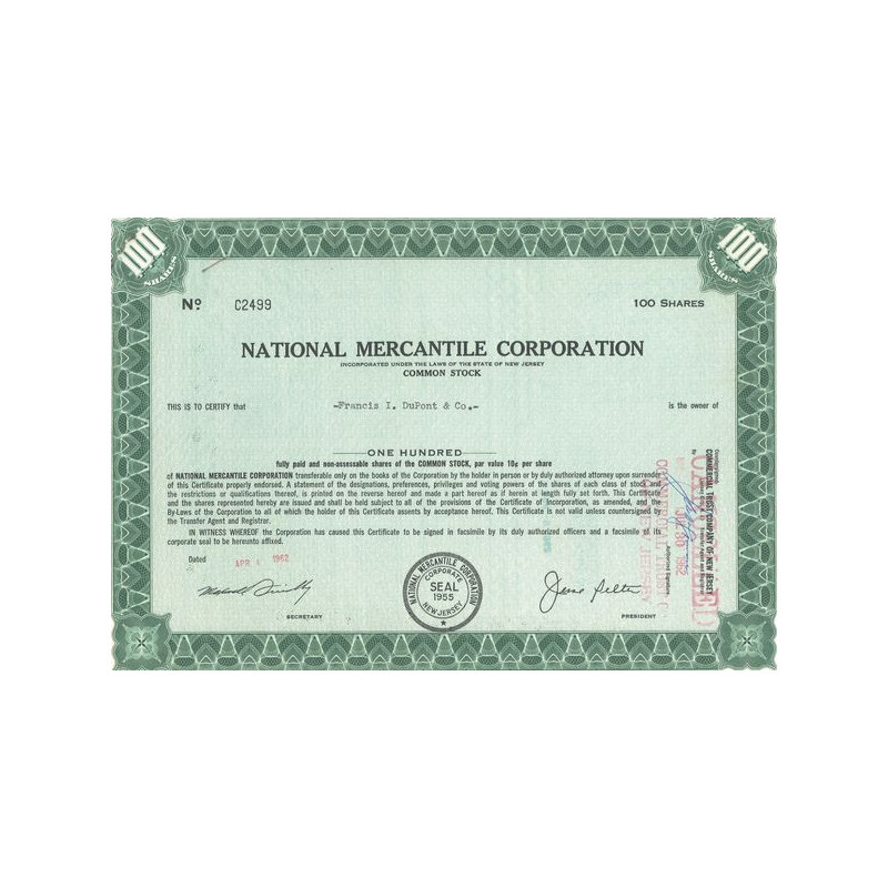 National Mercantile Corp (Titre 100 Act 10$)
