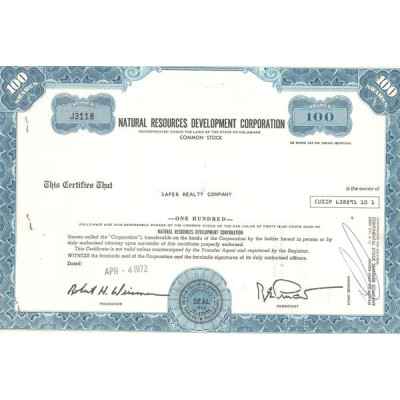 Natural Resources Development Corp (Titre 100 Act 0.40$)