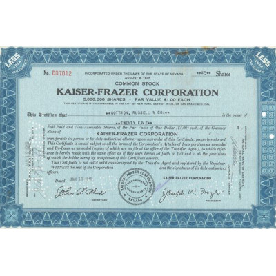 Kaiser-Frazer Corp (Titre 25 Act 1$)
