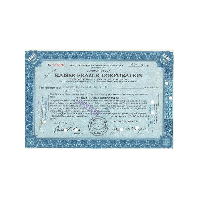Kaiser-Frazer Corp (Titre 15 Act 1$)