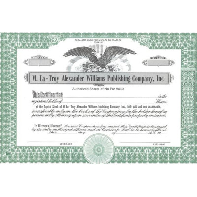 M.La-Troy Alexander Williams Publishing Cy Inc (Blanquette)(Act)