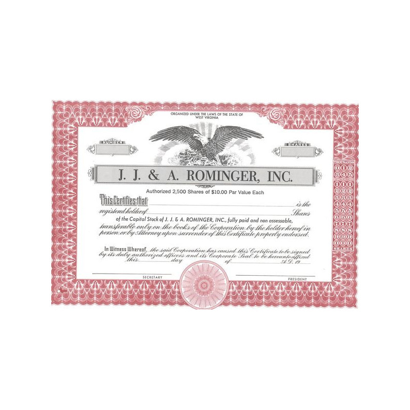 J. J. & A. Rominger Inc (Titre 01 Act 10$)