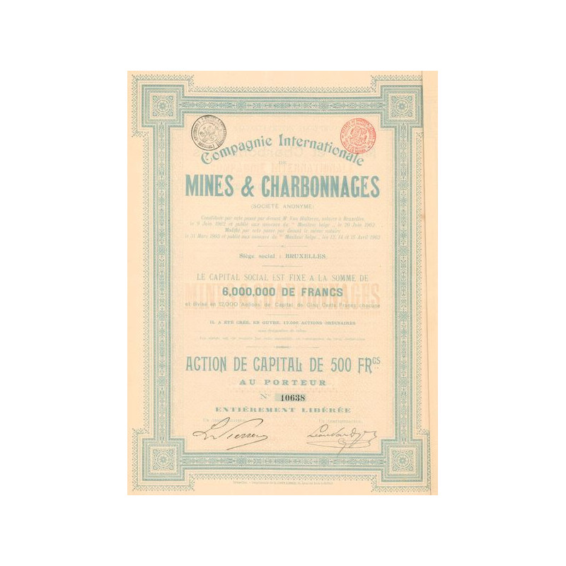 Cie Internationale de Mines et Charbonnages (Act 500 F)