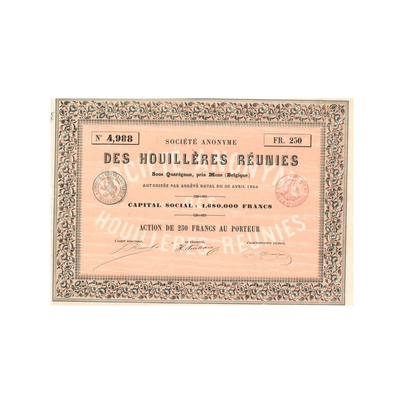 S.A. des Houillères Réunies Sous Quarégnon près Mons (Belgique) (Act 250 F)