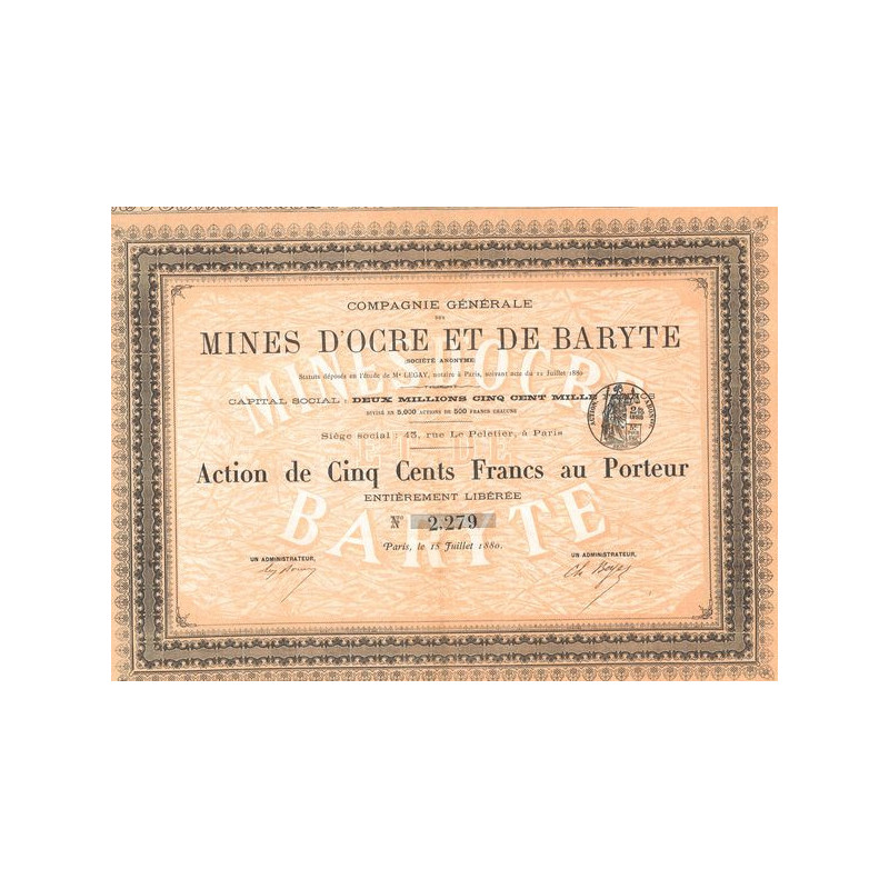 Cie Gale Mines d'Ocre et de Baryte (Act 500 F)