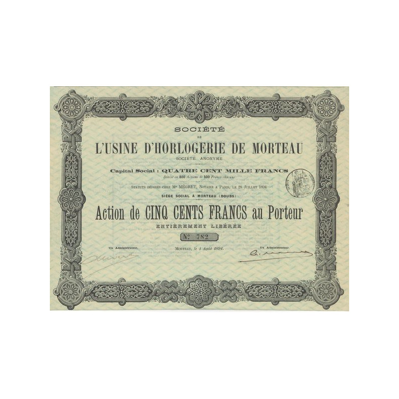 Sté de l'Usine Horlogerie de Morteau (Act 500 F)