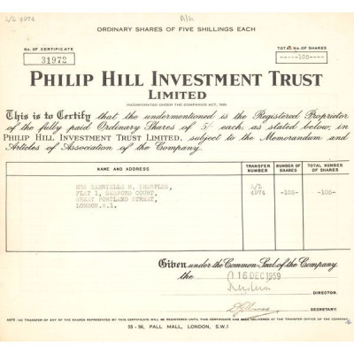 Philip Hill Investment Trust Ltd (Titre 105 Act 05 £)