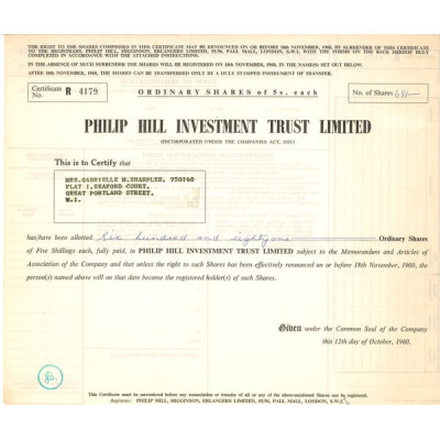 Philip Hill Investment Trust Ltd (Titre 681 Act 05 £)