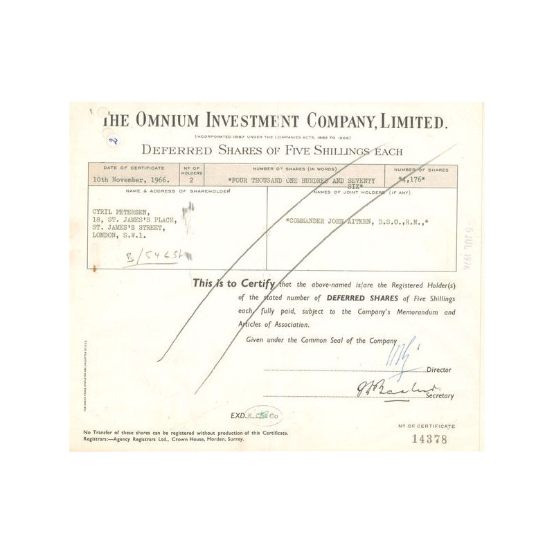 The Omnium Investment Cy Ltd (Titre 4176 Act 5 £)