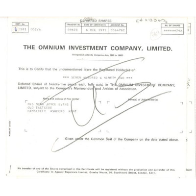 The Omnium Investment Cy Ltd (Titre 792 Act 25 £)