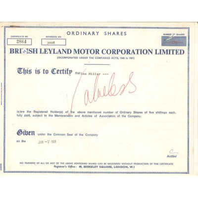 British Leyland Motor Corp Ltd (Titre 150 Act 5£)