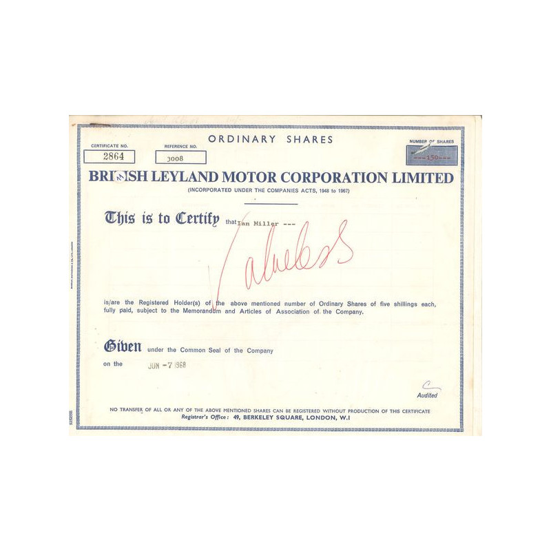 British Leyland Motor Corp Ltd (Titre 150 Act 5£)