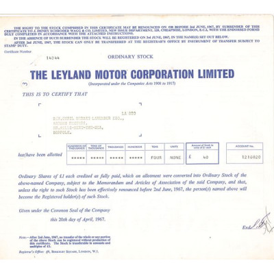 The Leyland Motor Corp Ltd (Titre 40 Act 1£)