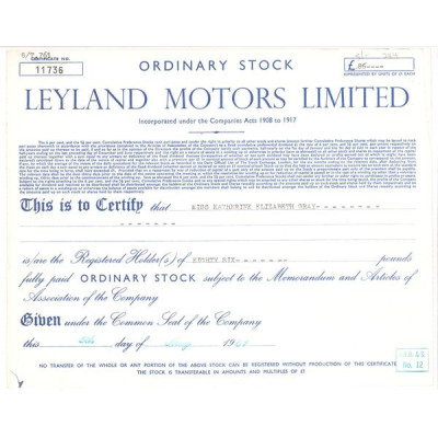 The Leyland Motor Corp Ltd (Titre 86 Act 1£)