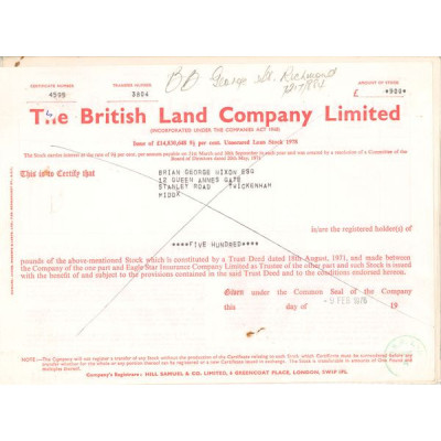 The British Land Cy Ltd (Act 500 £)