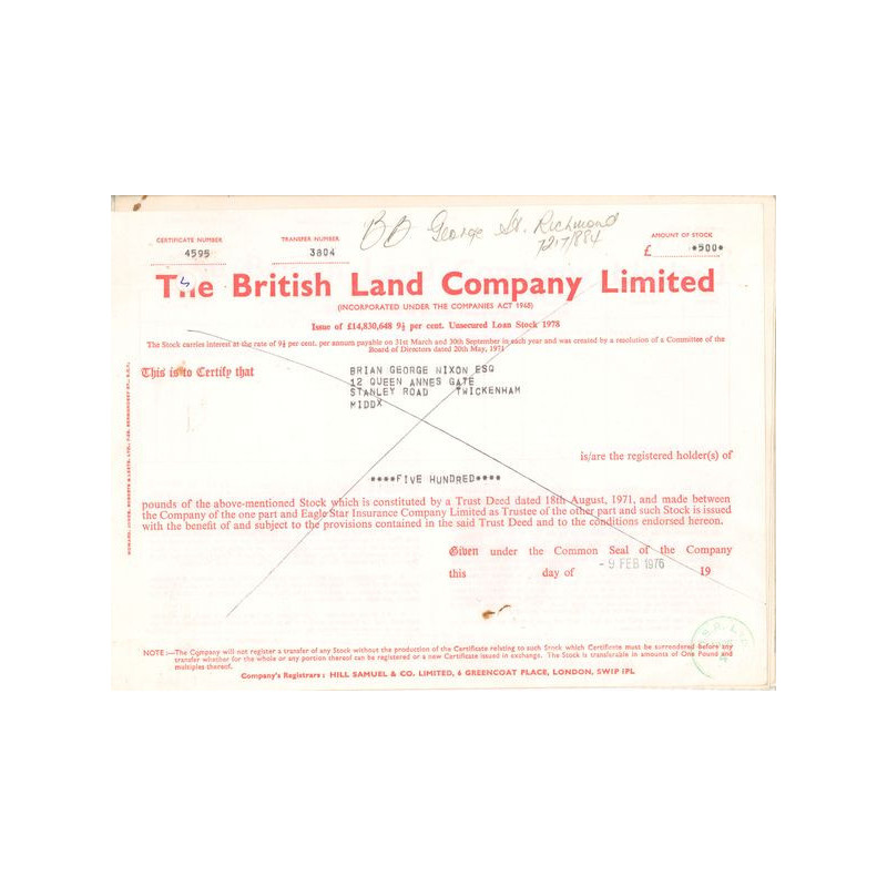 The British Land Cy Ltd (Act 500 £)