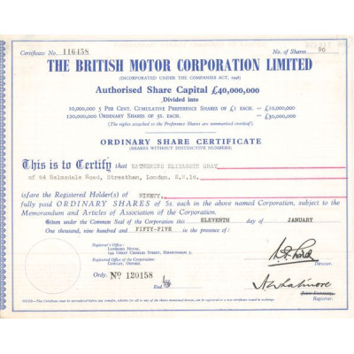 The British Motor Corp Ltd (Titre 90 Act 5 £)