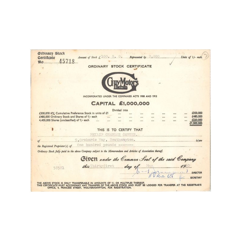 Guy Motors Ltd (Act 100 £)