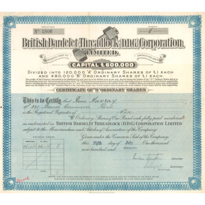 British Dardelet Threadlock (D.D.G.) Corp Ltd (Titre 06 Act 1 £)
