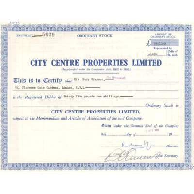 City Centre Properties Ltd (Titre 142 Act 5s Each)