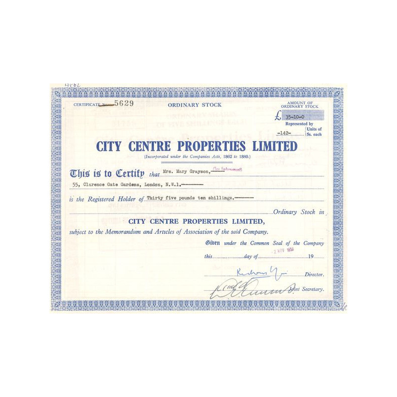 City Centre Properties Ltd (Titre 142 Act 5s Each)
