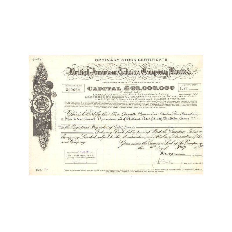 British American Tobacco Cy Ltd (Act 50 £) 1957