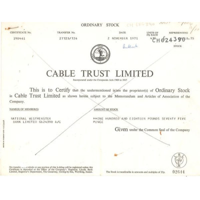 Cable Trust Ltd (Titre 475 Act 25p Each)